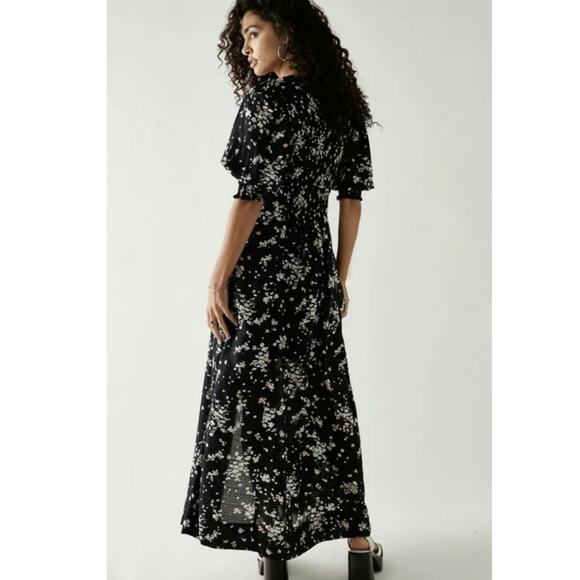 Free People String of Hearts Black Floral Midi Cutout Dress - Picture 6 of 6